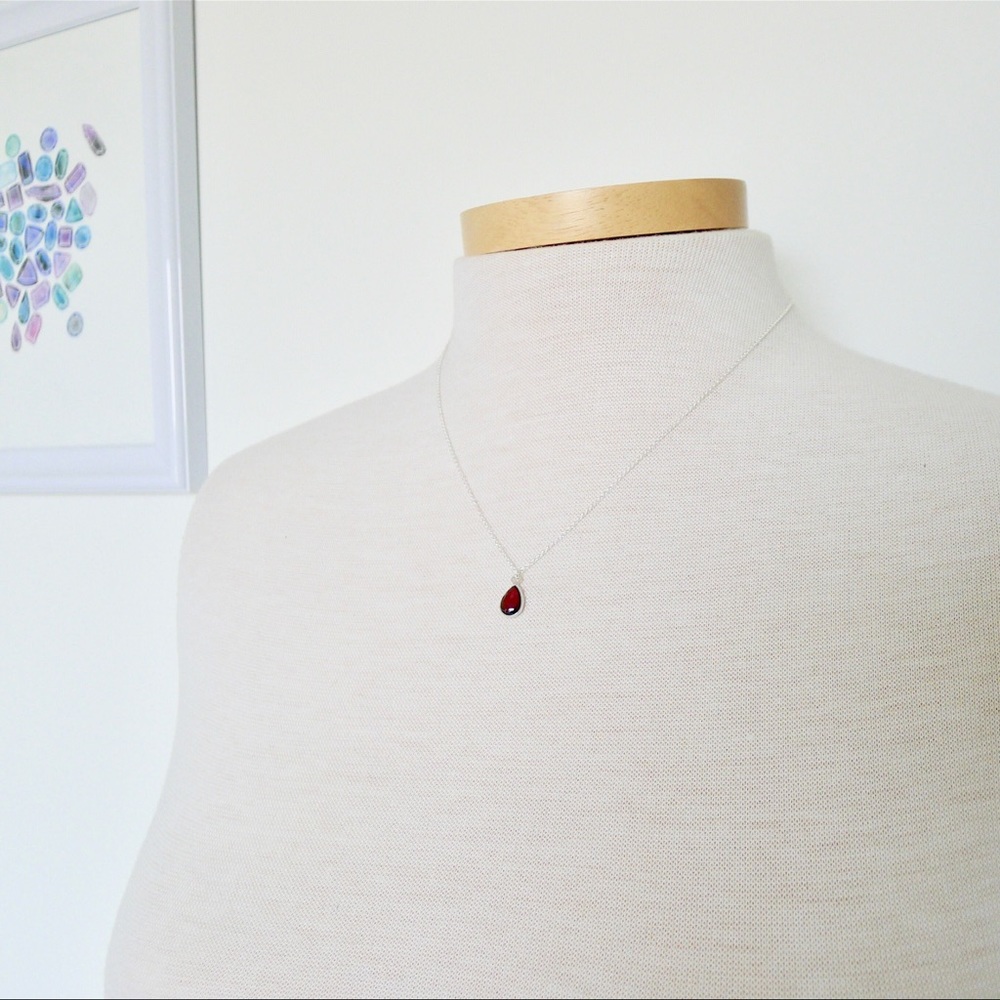 Garnet necklace - 925 silver